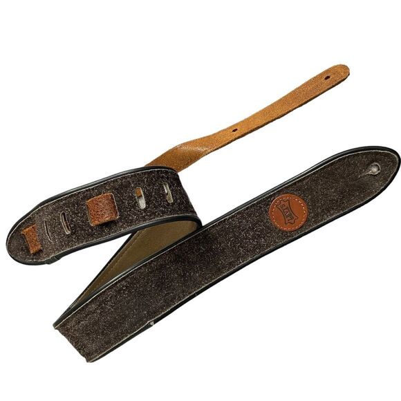 Vintage Levys Leather Guitar Strap Brown Tan 2.25" 50in Logo Adjustable - Picture 1 of 11